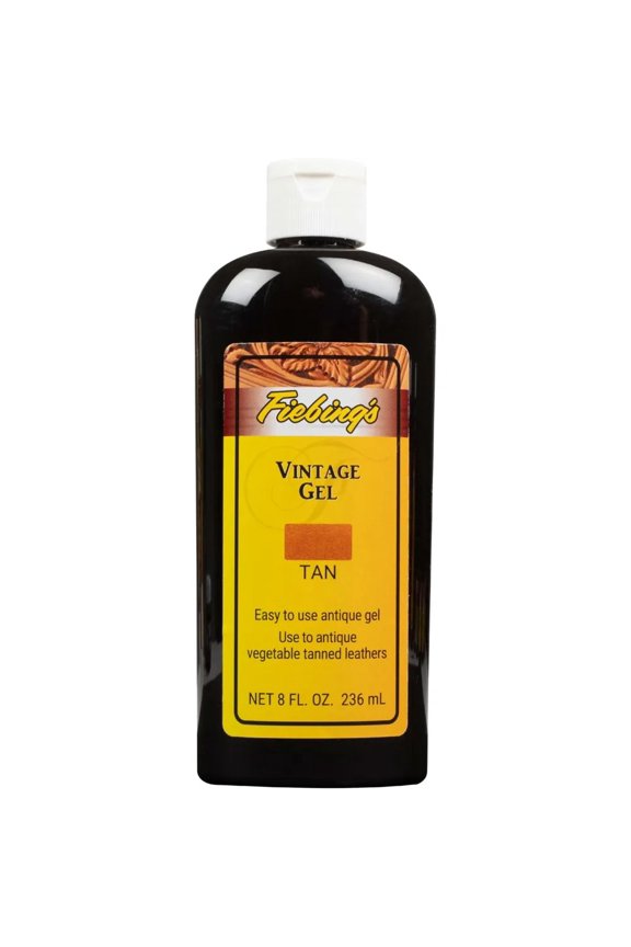 Fiebing's Vintage Gel (8 oz, Tan) - Antiquing & Restoration Gel for Contrasted Accent Finish on Smooth & Tooled Leather Boot, Shoe, Purse, Belt - Two-Toned Effect Emphasizes Leathercraft Embossing