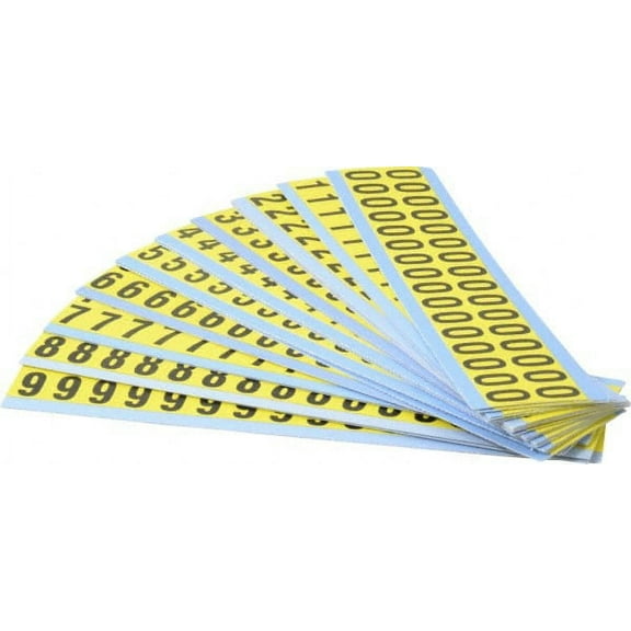 Made in USA Letter Label Legend: Combo Pack (Numbers), English, 9/16 x 3/4", Pressure Sensitive Vinyl Coated Cloth