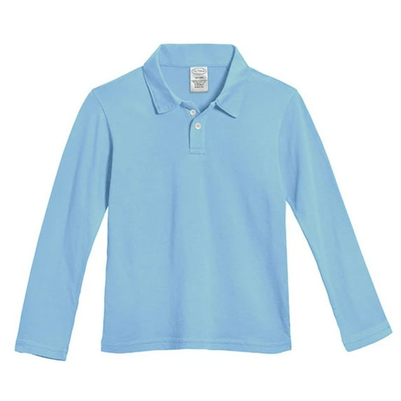 Made in USA Long Sleeve Solid Jersey Polo | Bright Light Blue
