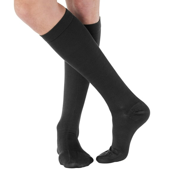 Made in USA - Men and Women Compression Socks for Travel 20-30mmHg Black, Large