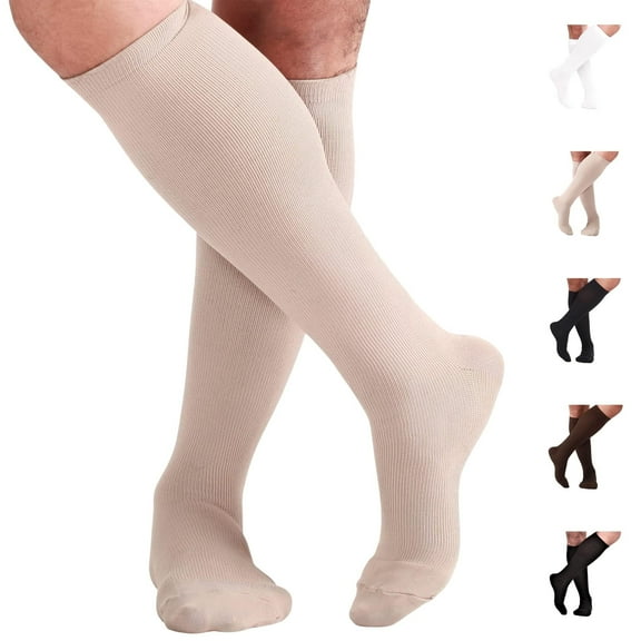 Made in USA - Mens Compression Socks 15-20 mmHg for Post Surgery - Tan, X-Large