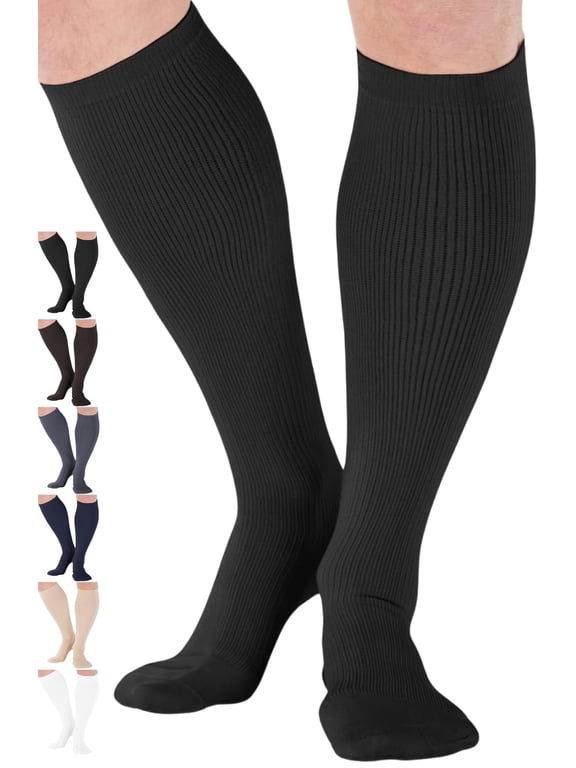 Mens Compression Socks 20-30mmHg help with Varicose Veins - Black, X-Large