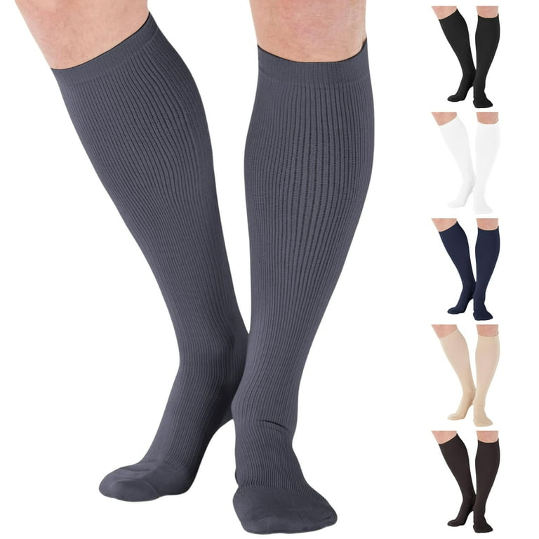 Made in USA Mens Compression Socks 20 30mmHg Varicose Veins Gray X Large
