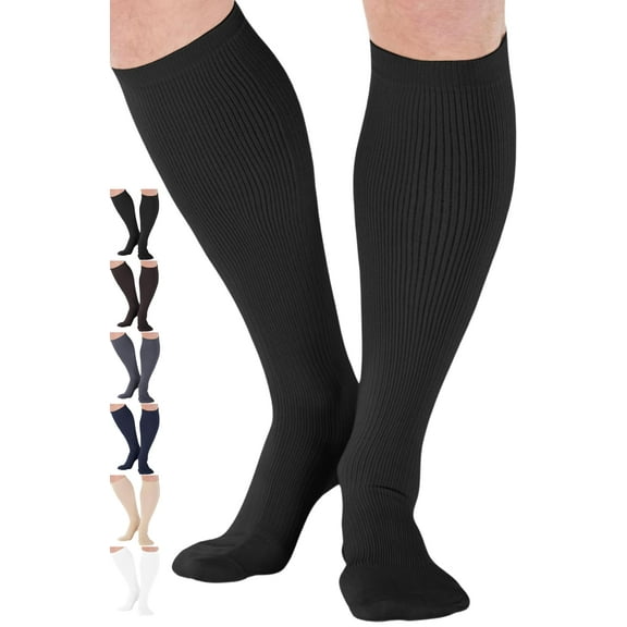 Made in USA - Mens Compression Stockings 20-30mmHg for Embolism - Black, Medium