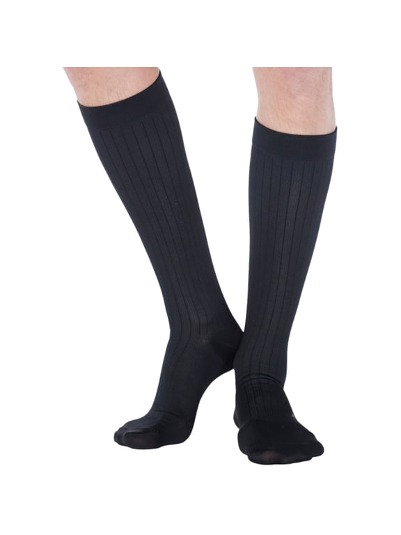 Made in USA - Opaque Compression Socks for Men Edema 30-40mmHg - Black, X-Large