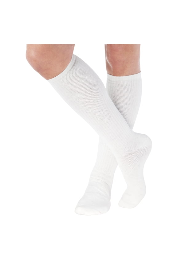 Made in USA - Opaque Compression Socks for Men & Women 8-15mmHg - White, Large