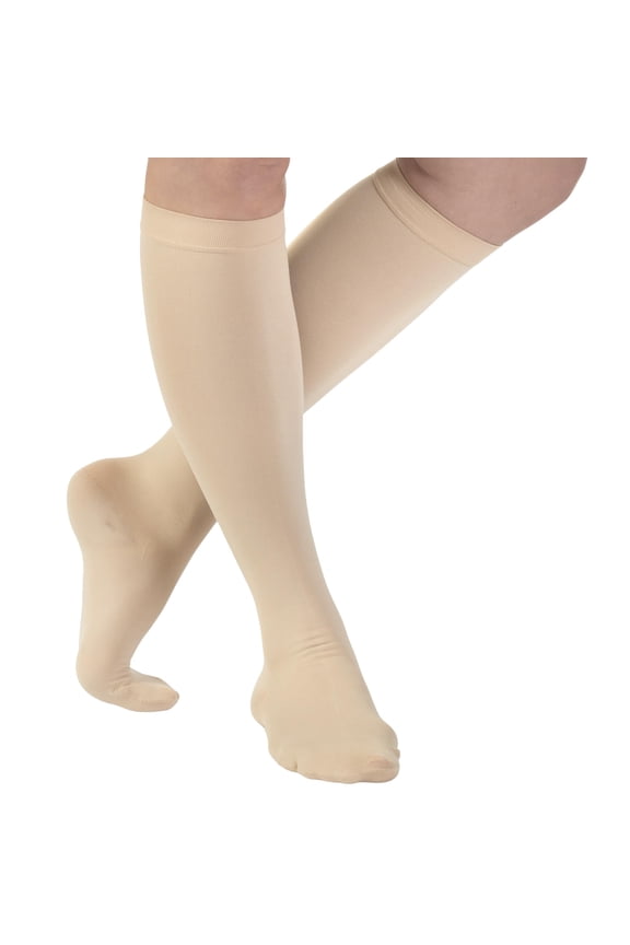 Opaque Graduated Compression Stockings for Women 20-30 mmHg - Beige, Small