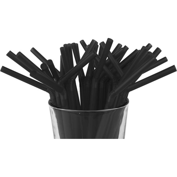 Flexible Disposable Plastic Drinking Straws, 8.25 in, 250 Count – Black