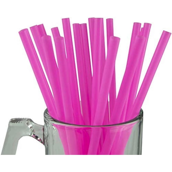 Made in USA Pack of 250 Jumbo Pink (10" X 0.28") Unwrapped Plastic Smoothie Drinking Straws (Non-toxic, BPA-free)
