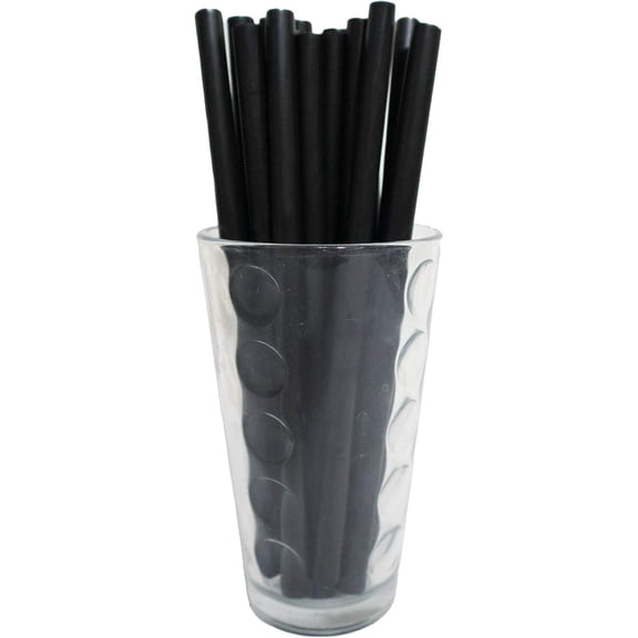 Made in USA Pack of 250 Unwrapped BPA-Free Plastic Smoothie & Boba Drinking Straws (Black - 8.5" X 0.50")