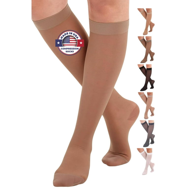 USA Made - Beige 3XL Plus Size Women’s Compression Stockings 15