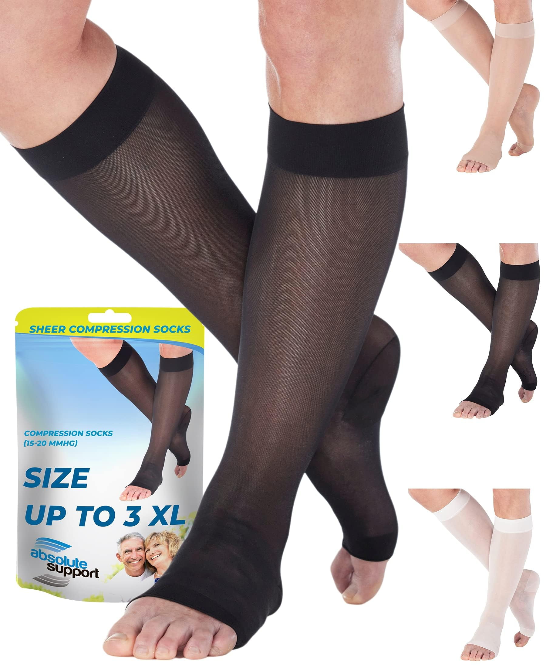 Made in USA Plus Size Support Stockings for Women 1520mmHg Black