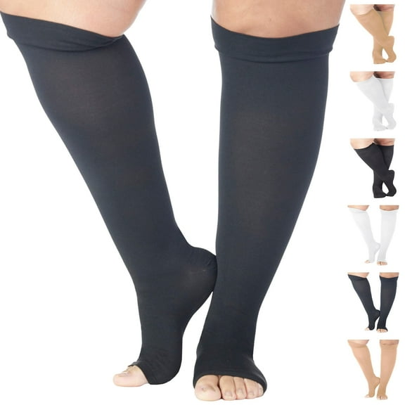 Made in USA - Plus Size Unisex Compression Stockings 15-20mmHg - Black, 3XL