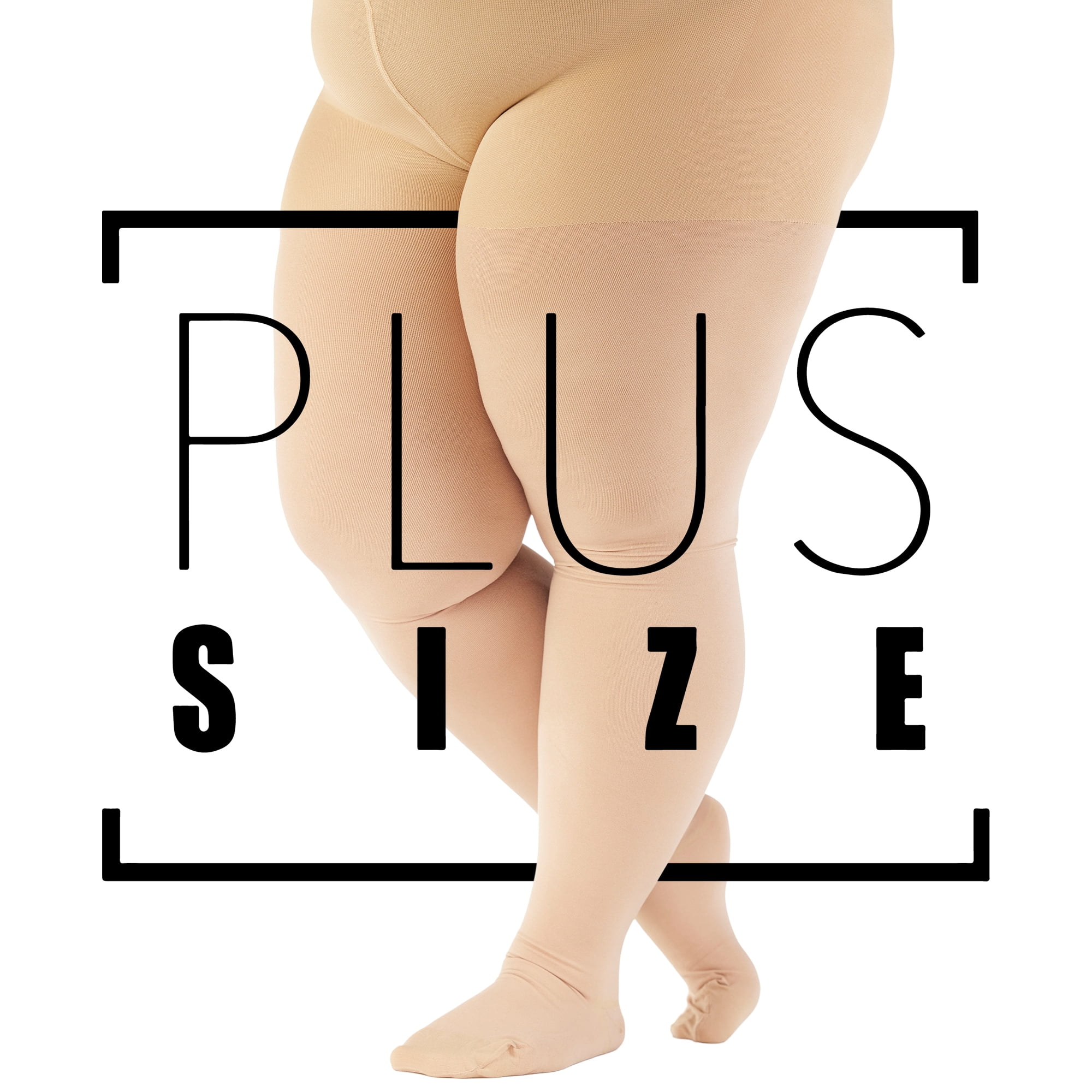 Made in USA - Plus Size Womens Compression Pantyhose 20-30mmHg - Beige, 4XL