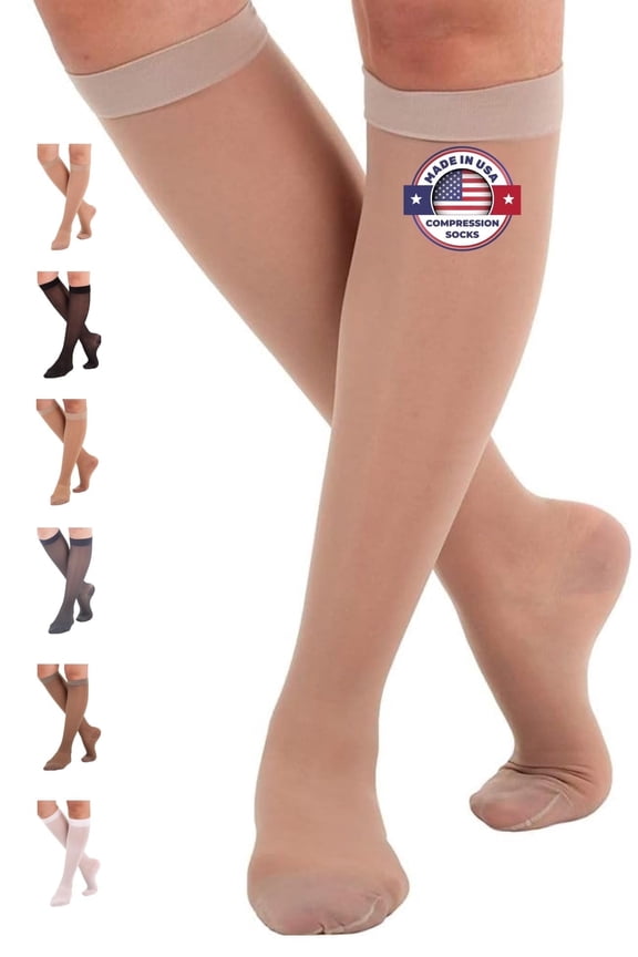 Plus Size Women Compression Stockings 15-20mmHg Nude, 3X-Large