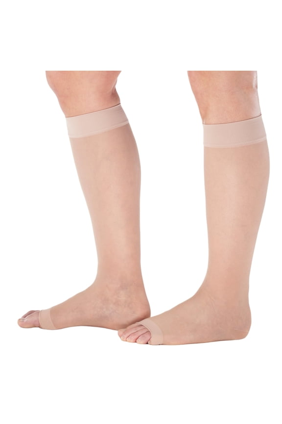 Made in USA Post Surgery Toeless Women Support Stockings 15-20mmHg Nude, Medium