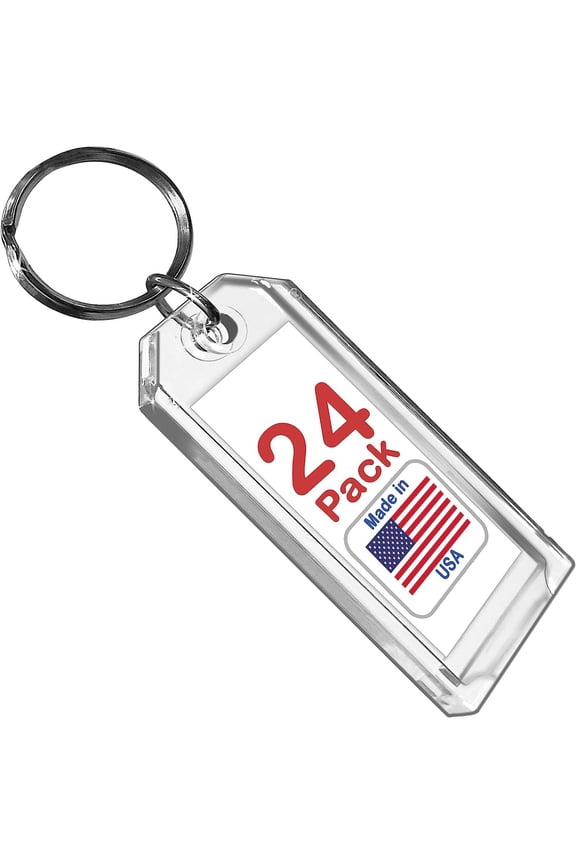 Made in USA Premium Key 3 Slip-Slot Plastic Heavy Duty (Clear Crystal Color) (24 Pack) (Label and Ring Included) (Made in USA)