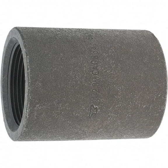 Made in USA Size 1-1/2", Class 3,000, Forged Carbon Steel Black Pipe Coupling 925 psi, Threaded End Connection