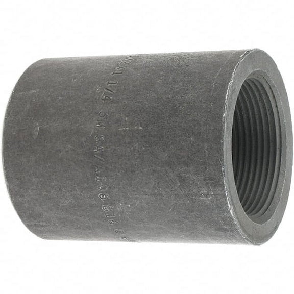 Made in USA Size 1-1/2 x 1-1/4", Class 3,000, Forged Carbon Steel Black Pipe Reducing Coupling 3,000 psi, Threaded End Connection