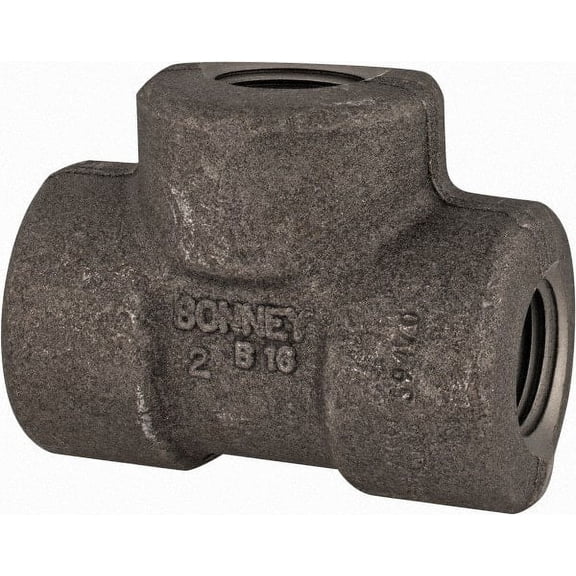 Made in USA Size 1/2", Class 3,000, Forged Carbon Steel Black Pipe Tee 925 psi, Threaded End Connection