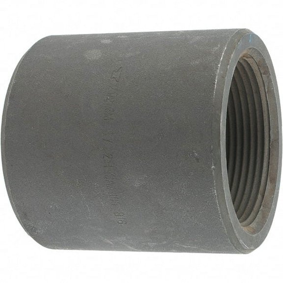 Made in USA Size 2-1/2", Class 3,000, Forged Carbon Steel Black Pipe Coupling 3,000 psi, Threaded End Connection