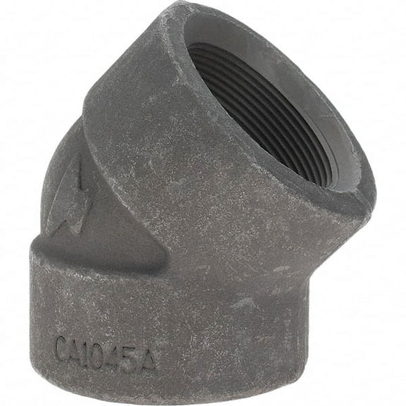 Made in USA Size 2", Class 3,000, Forged Carbon Steel Black Pipe 45 Elbow 925 psi, Threaded End Connection