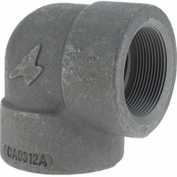 Made in USA Size 2", Class 3,000, Forged Carbon Steel Black Pipe 90 Elbow 925 psi, Threaded End Connection