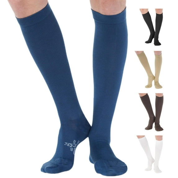 Made in USA - Unisex Compression Knee High 20-30 mmHg Swelling - Navy, Large