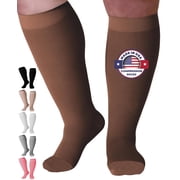 Men and Women Compression Stockings 20-30mmHg for Diabetic - Brown, X-Large