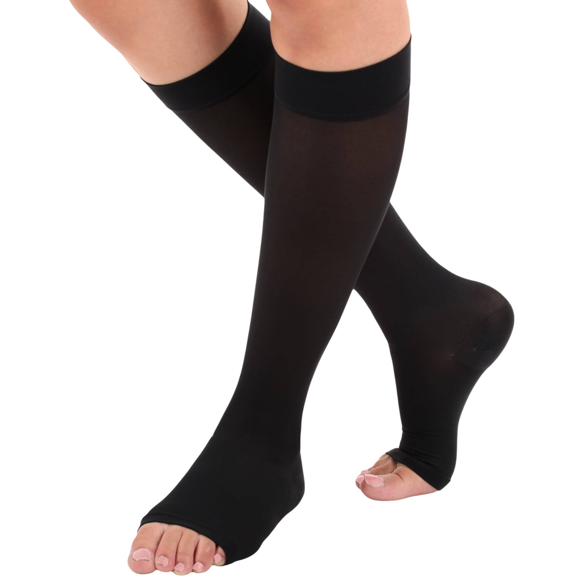 Compression Sox Made in USA - Unisex Compression Socks 20-30mmHg with Open Toe - Black ...