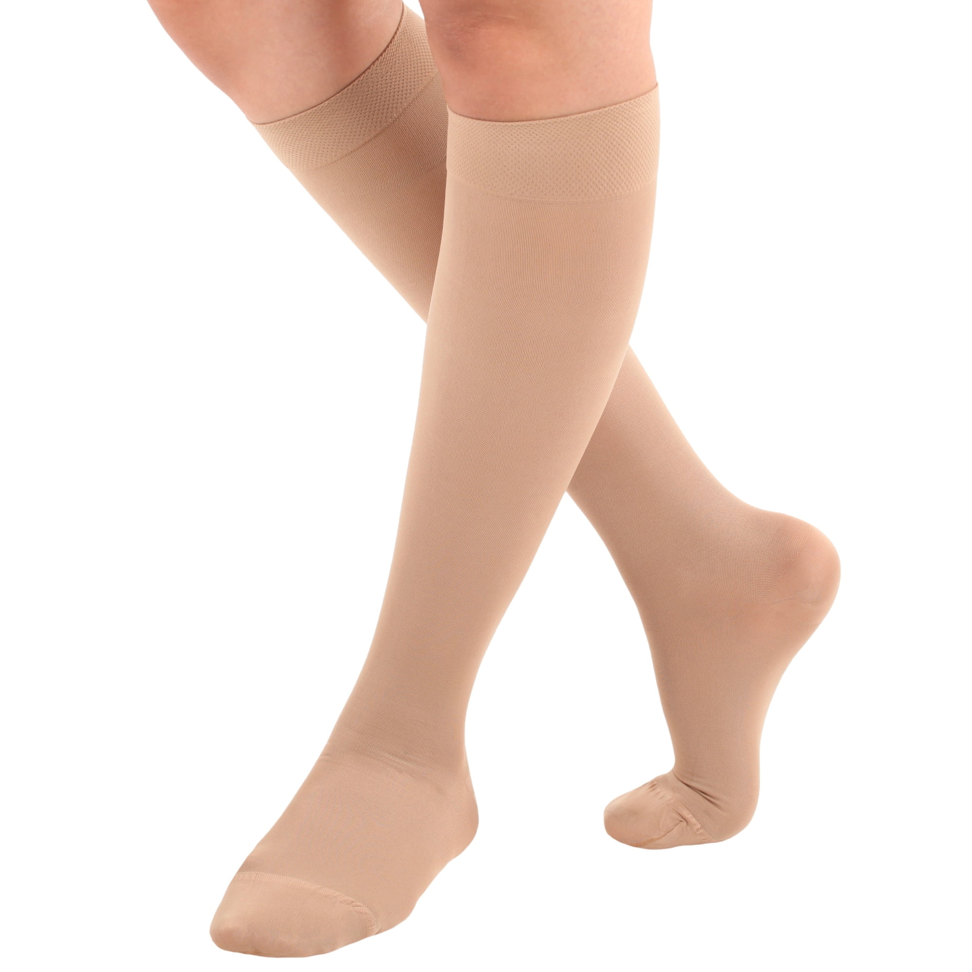 Made in USA - Unisex Compression Stockings 20-30mmHg for Circulation - Beige, XL