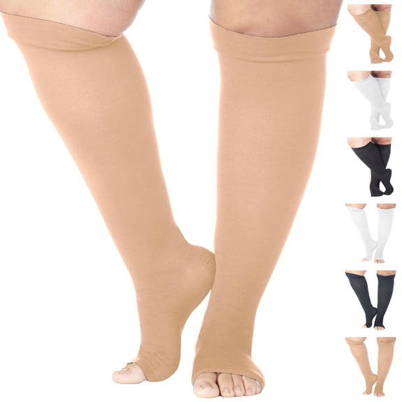 Made in USA - Unisex Toeless Compression Stockings 15-20mmHg - Beige,Medium