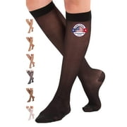 ABSOLUTE SUPPORT Made in USA - Wide Calf Womens Compression Socks 15-20mmHg - Black, 2XL