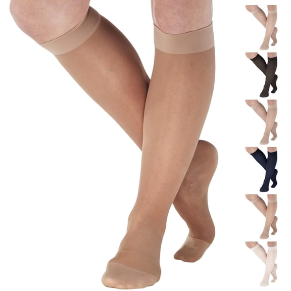 Womens Compression Knee High 15-20mmHg for Post Surgery - Taupe, Small