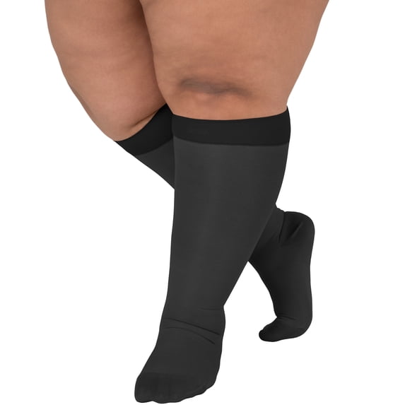 Sheer Women's Compression Knee Highs for Swelling 15-20mmHg - Black, Large
