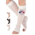 thumbnail image 1 of Made in USA Toeless Women Compression Socks 15-20mmHg Varicose Veins, White, XL, 1 of 11