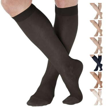 Made in USA - Womens Compression Socks for Varicose Veins 15-20mmHg - Black, Small