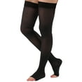 thumbnail image 1 of Made in USA - Womens Open Toe Compression Stockings 20-30mmHg - Black, X-Large, 1 of 11