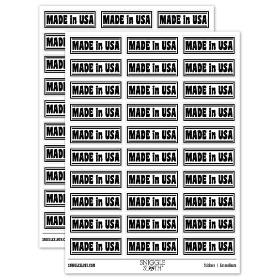 Made in USA with Border Sticker Set - White - Gloss Finish - 1.75" Medium