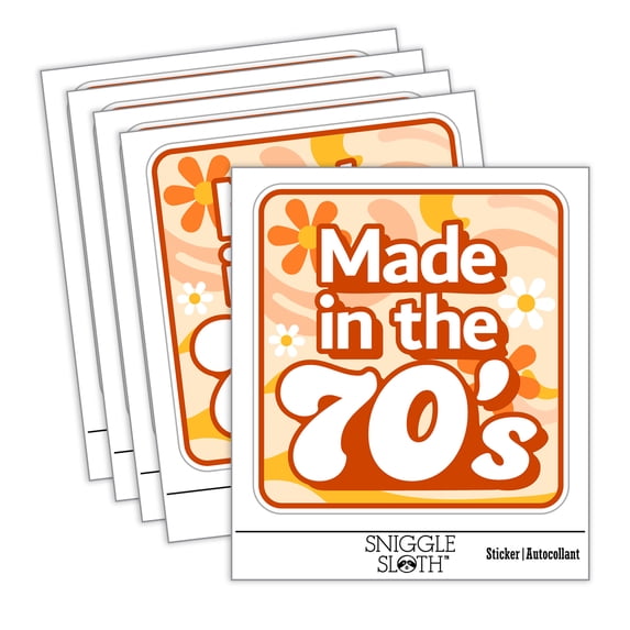 Made in the 70s Retro Vintage 1970 Car Window Bumper Water Bottle Phone Tablet Laptop Waterproof Vinyl Decal Sticker Set 5-Pack - Gloss Finish - 4.0"