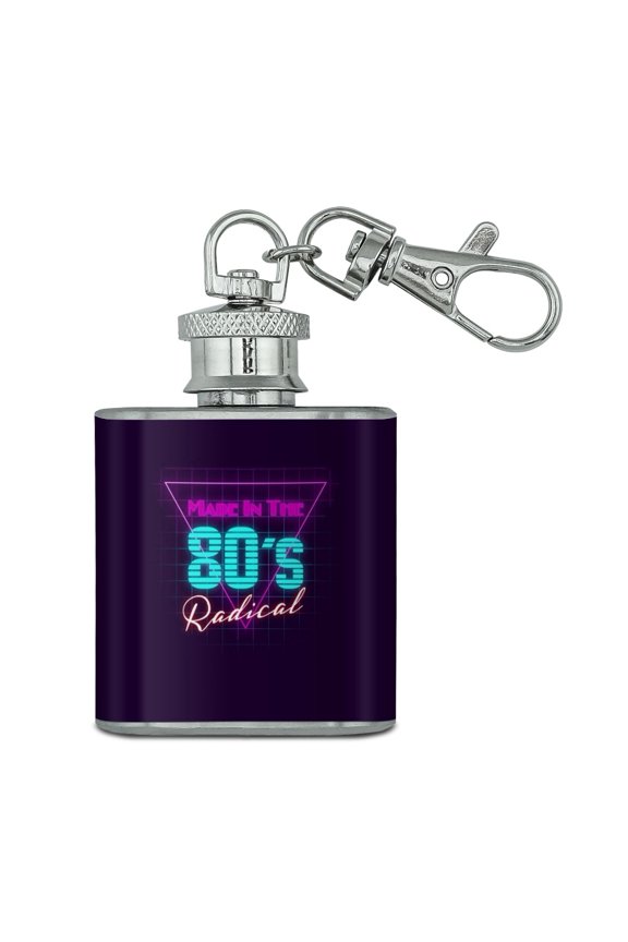 Made in the 80s Radical Stainless Steel 1oz Mini Flask Key Chain