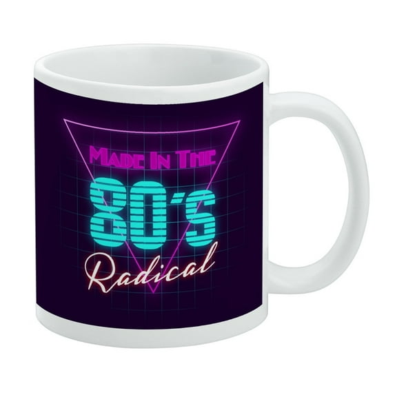 Made in the 80s Radical Ceramic Coffee Mug, Novelty Gift Mugs for Coffee, Tea and Hot Drinks, 11oz, White
