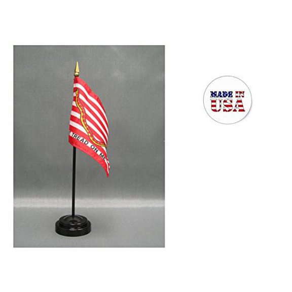 1st Navy Jack Desk Flag Set; Two 4x6 inch American Made Table Flags with Two Bases