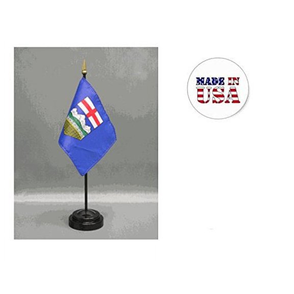Made in the USA. 2 Alberta 4"x6" Miniature Desk & Table Flags Includes 2 Flag Stands & 2 Alberta Canadian Province Small Mini Stick Flags
