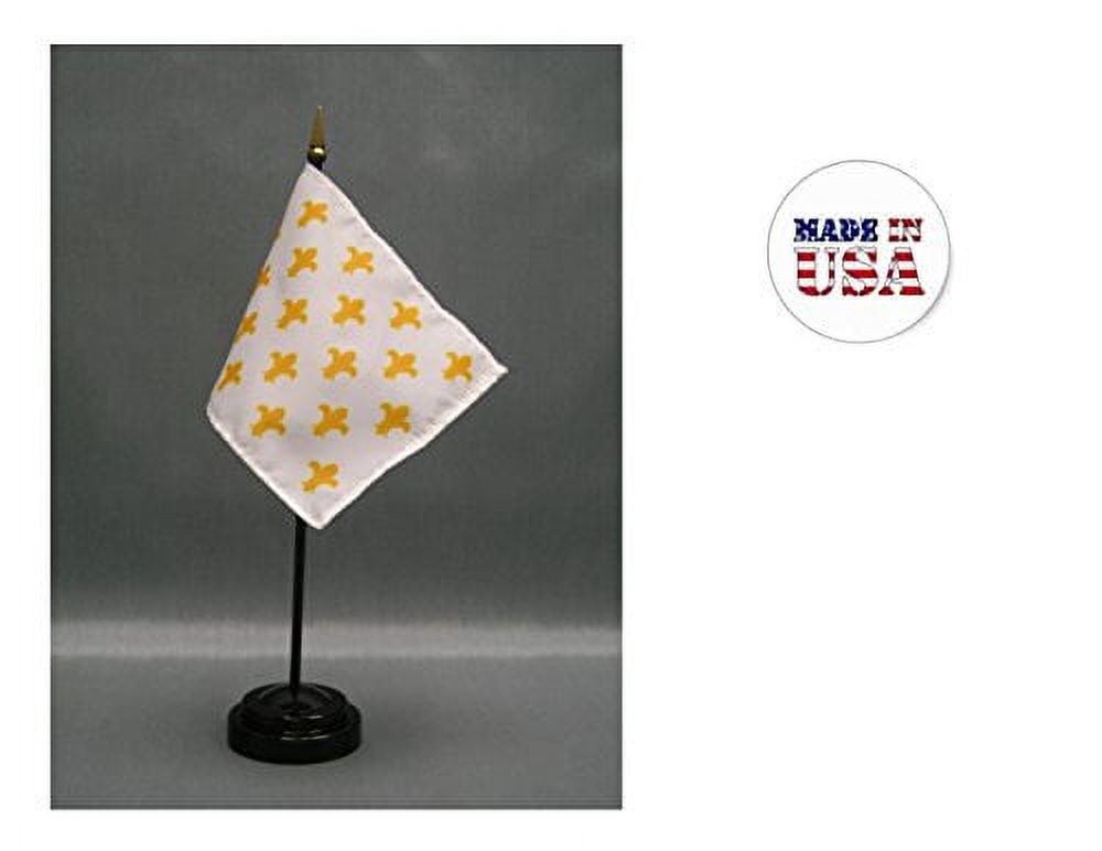 Made in the USA. 2 Fleur-de-lis White 23 Symbols 4"x6" Miniature Desk & Table Flags Includes 2 Flag Stands & 2 Fleur-de-lis Small Mini Stick Flags - image 1 of 1