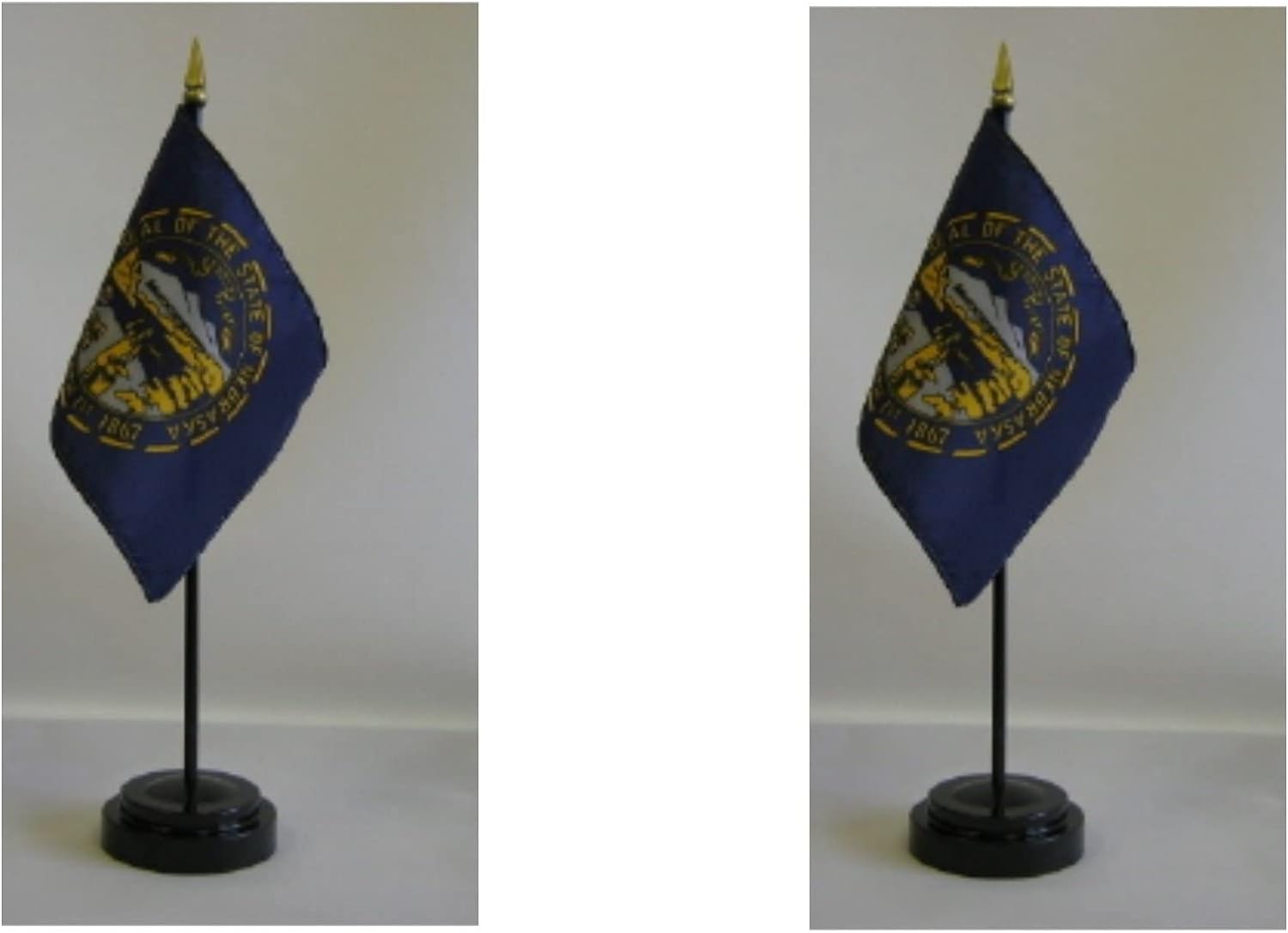 Set Bandiere Da Scrivania Nevada State E USA Police &ndash; 4x6 Pollici, Base Nera, In Poliestere