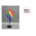 thumbnail image 1 of Made in the USA. 2 Pride Rainbow 4"x6" Miniature Desk & Table Flags Includes 2 Flag Stands & 2 Gay Pride, LGBTQ Pride Rainbow Small Mini Stick Flags, 1 of 1