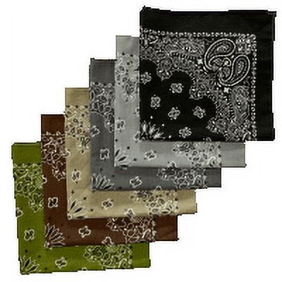 Made in the USA Assorted Paisley  Bandanas -6 Pack, 22" x 22", 100% Cotton Additional