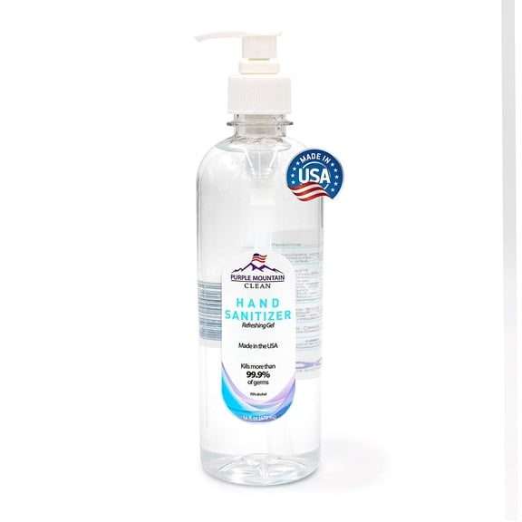 Made in the USA Purple Mountain Clean Hand Sanitizer Gel 70% Alcohol 16oz Bottles with Hassle-Free Pump