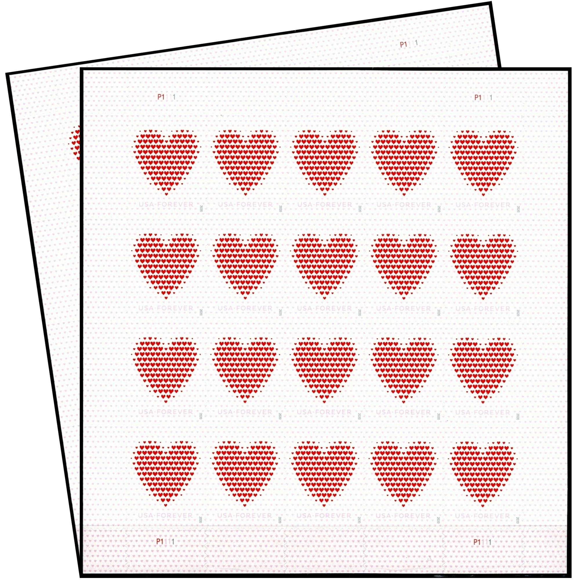 Made of Hearts USPS Forever Postage Stamp 1 Sheet of 20 US First Class  Postal Wedding Valentines Wedding Announcement Romance Party Love  Celebration (20 Stamps) 